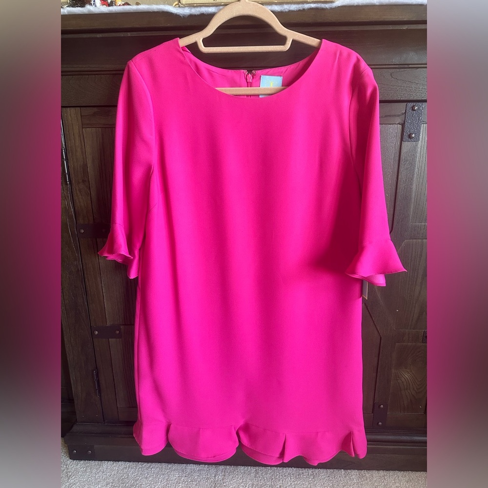 CeCe Leslee Scallop Hem Shift Dress 12P NWT - Charm Pink